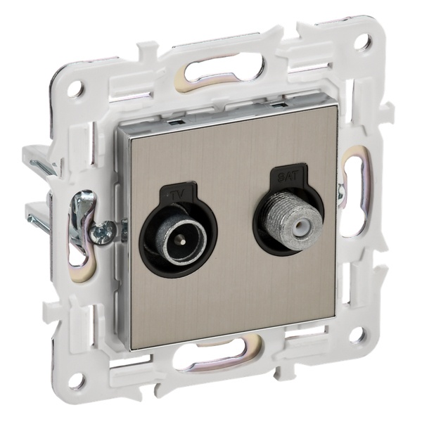 Розетка двойная TV+SAT ИЭК SKANDY SK-A13N никель