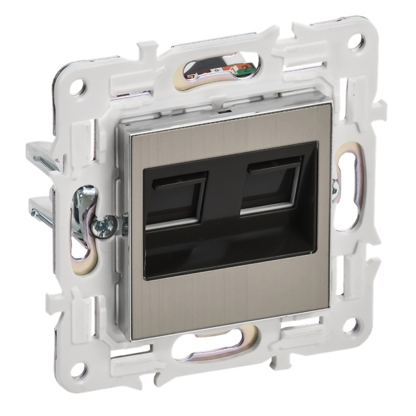 Розетка компьютерная 2-ая RJ45 кат.5E ИЭК SKANDY SK-K03N никель