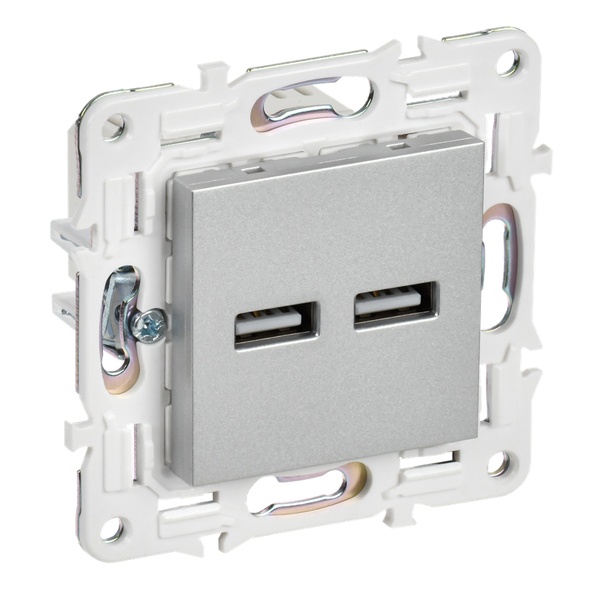 Розетка для зарядки ИЭК SKANDY SK-R15S USB A+A 3,1А серебряный