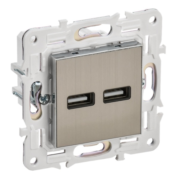 Розетка для зарядки ИЭК SKANDY SK-R15N USB A+A 3,1А никель