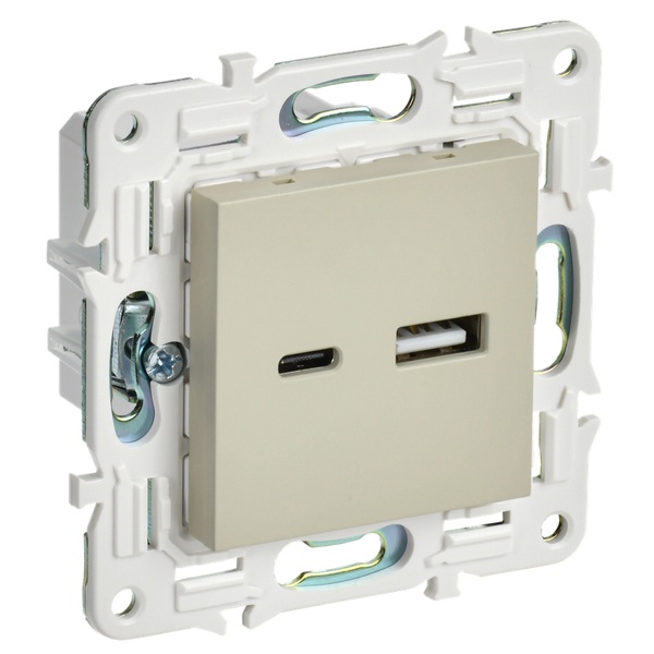 Розетка для зарядки ИЭК SKANDY SK-R13B USB A+С 18Вт бежевый