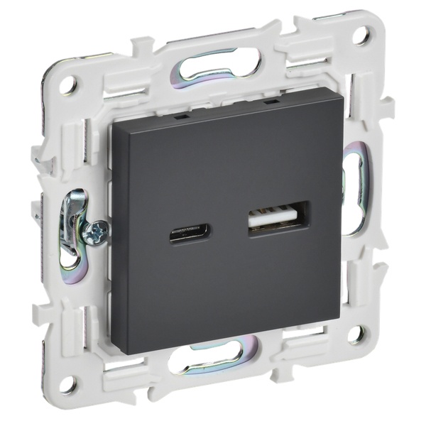 Розетка для зарядки ИЭК SKANDY SK-R13T USB A+С 18Вт титан