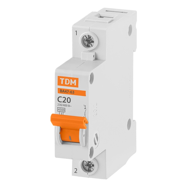 Автоматический выключатель TDM ВА47-63 1Р 20А 4,5кА характеристика C (автомат электрический)