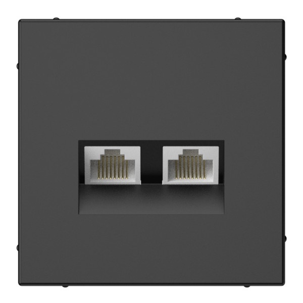 Розетка двойная компьютерная RJ45+RJ45 SE ArtGallery категория 5е базальт