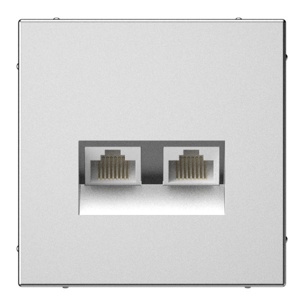 Розетка двойная компьютерная RJ45+RJ45 SE ArtGallery категория 5е сталь