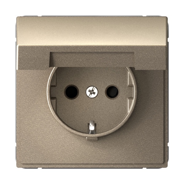 Розетка Systeme Electric ArtGallery 2P+E 16А со шторками и крышкой IP44 шампань