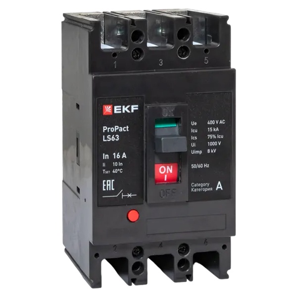 Выключатель автоматический EKF LS63 ProPact 3п 16А 15кА