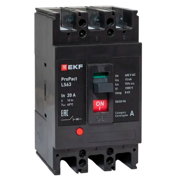 Выключатель автоматический EKF LS63 ProPact 3п 20А 15кА