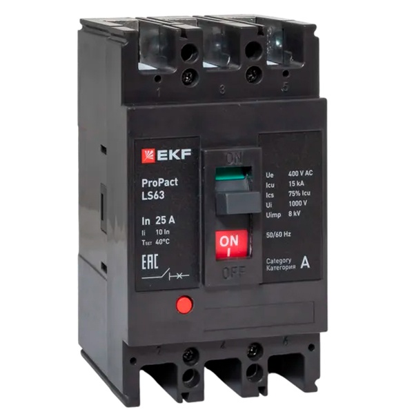 Выключатель автоматический EKF LS63 ProPact 3п 25А 15кА