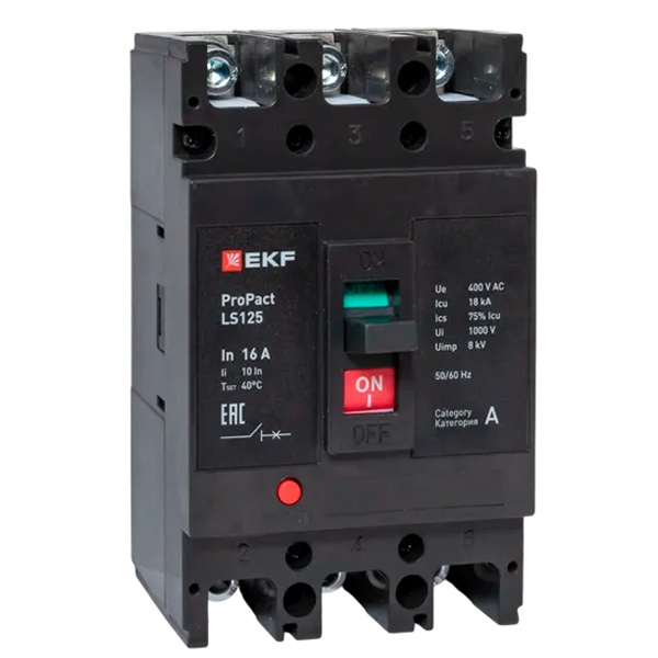 Выключатель автоматический EKF LS125 ProPact 3п 16А 18кА