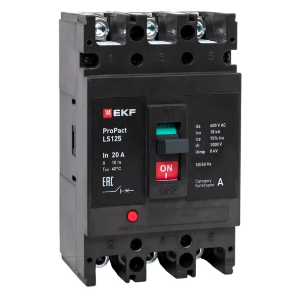 Выключатель автоматический EKF LS125 ProPact 3п 20А 18кА