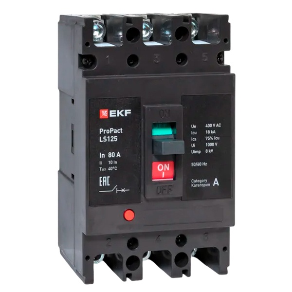 Выключатель автоматический EKF LS125 ProPact 3п 80А 18кА