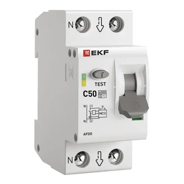 Устройство защиты от дугового пробоя УЗДП EKF с автоматическим выключателем 1P+N 50А (C) 6 кА