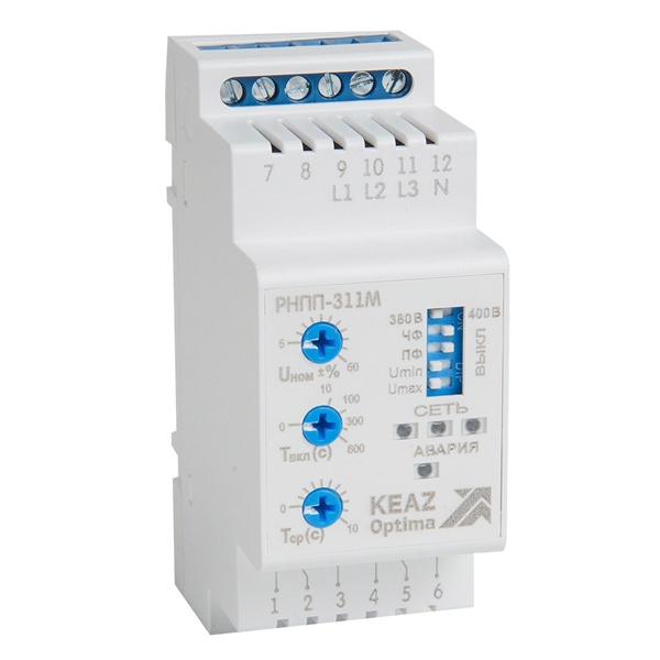 Реле напряжения, перекоса и последовательности фаз КЭАЗ OptiDin РНПП-311М 3Ф 5А УХЛ3.1