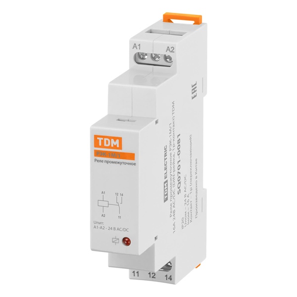 Реле промежуточное TDM РЭК-1М/1 16А 1НО/НЗ 24В АС/DC