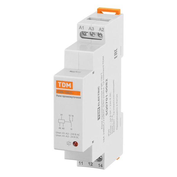 Реле промежуточное TDM РЭК-1М/1 16А 1НО/НЗ 24В DС/230В АС