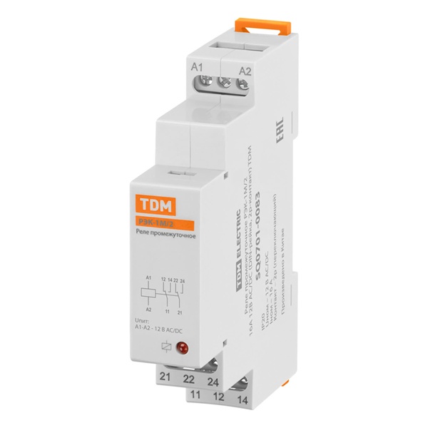 Реле промежуточное TDM РЭК-1М/2 16А 2НО/НЗ 12В АС/DC