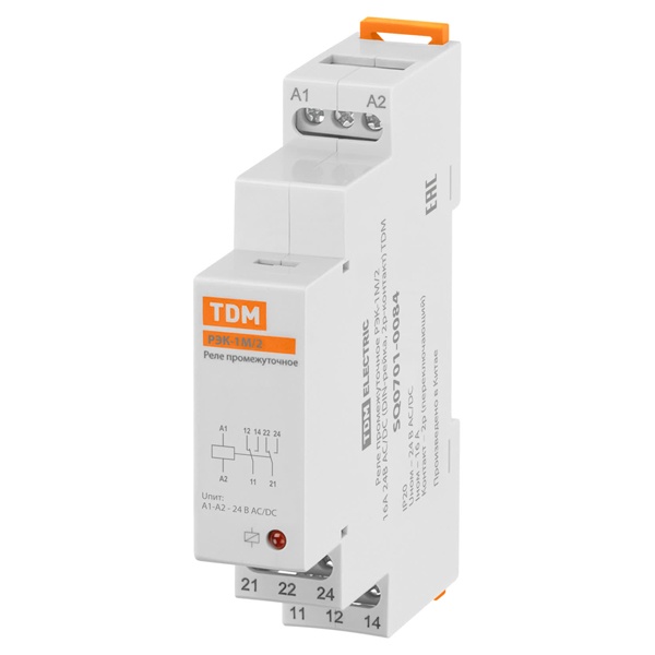 Реле промежуточное TDM РЭК-1М/2 16А 2НО/НЗ 24В АС/DC