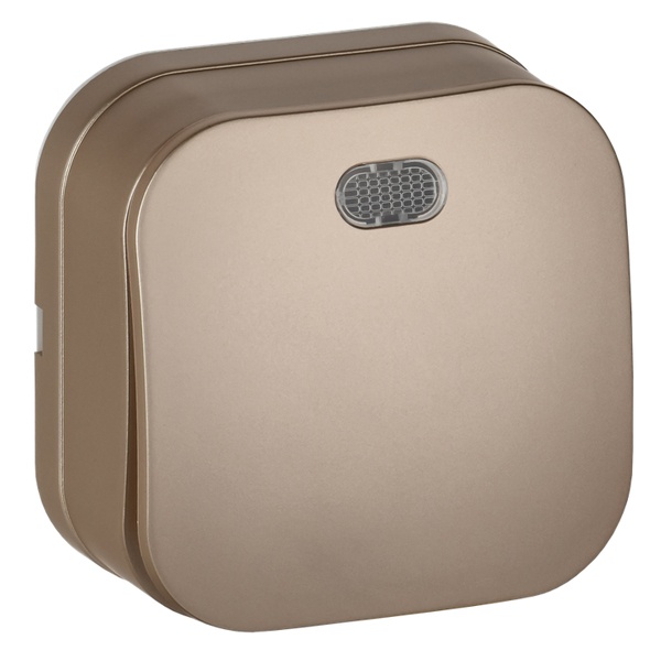 Накладной выключатель 1-клавишный ИЭК GLORY с подсветкой 10А ВС20-1-1-ХШм шампань матовый