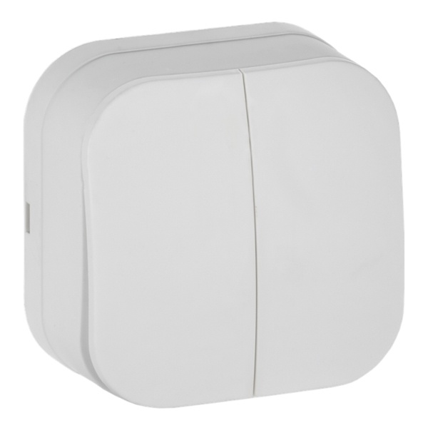 Накладной выключатель 2-клавишный ИЭК GLORY 10А ВС20-2-0-ХБм белый матовый