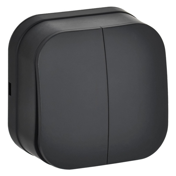 Накладной выключатель 2-клавишный ИЭК GLORY 10А ВС20-2-0-ХЧм черный матовый