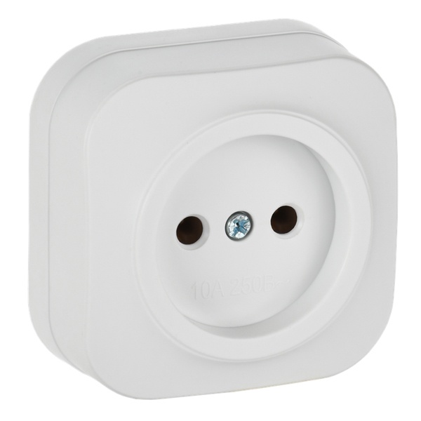 Накладная розетка 1-ая ИЭК GLORY без заземления 10А РС20-2-ХБм белый матовый
