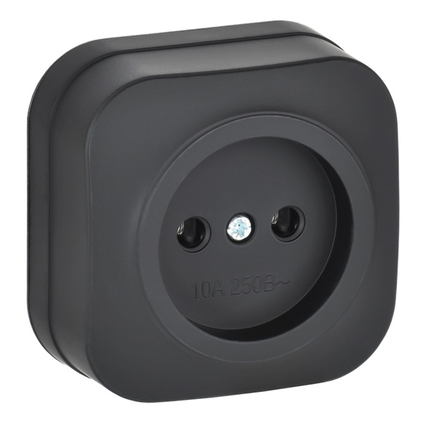 Накладная розетка 1-ая ИЭК GLORY без заземления 10А РС20-2-ХЧм черный матовый
