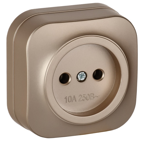 Накладная розетка 1-ая ИЭК GLORY без заземления 10А РС20-2-ХШм шампань матовый