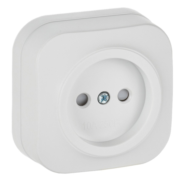 Накладная розетка 1-ая ИЭК GLORY без заземления со шторками 10А РСш20-2-ХБм белый матовый