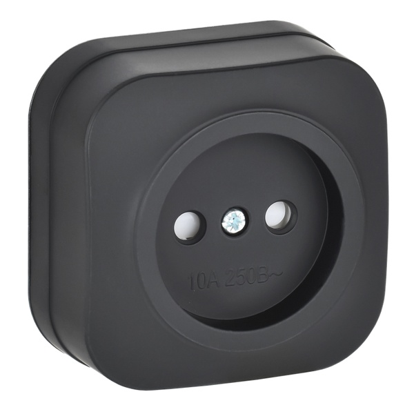 Накладная розетка 1-ая ИЭК GLORY без заземления со шторками 10А РСш20-2-ХЧм черный матовый