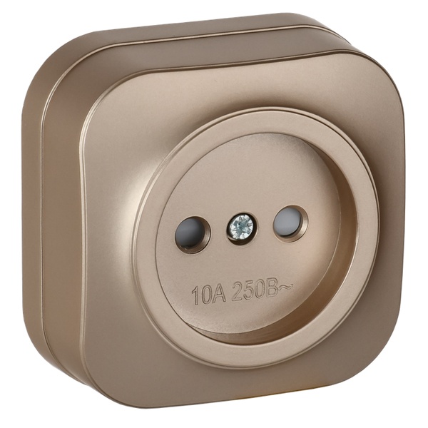 Накладная розетка 1-ая ИЭК GLORY без заземления со шторками 10А РСш20-2-ХШм шампань матовый