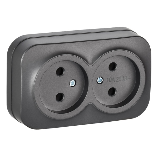 Накладная розетка 2-ая ИЭК GLORY без заземления 10А РС22-2-ХСм сталь матовый