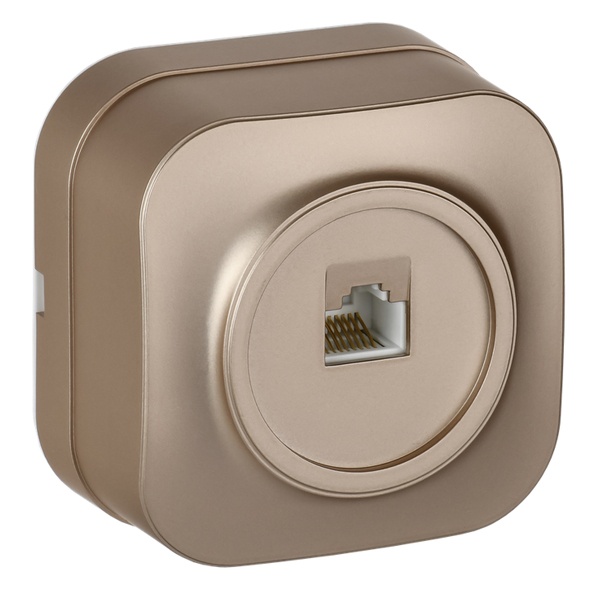 Накладная розетка компьютерная ИЭК GLORY RJ45 5E РК10-ХШм шампань матовый