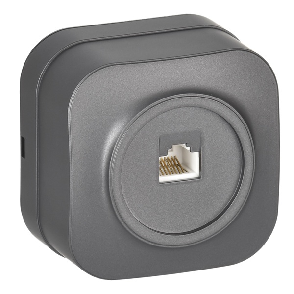 Накладная розетка компьютерная ИЭК GLORY RJ45 5E РК10-ХСм сталь матовый