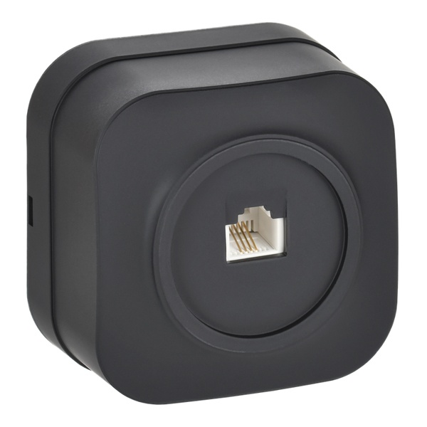 Накладная розетка телефонная ИЭК GLORY RJ11 РТ20-ХЧм черный матовый