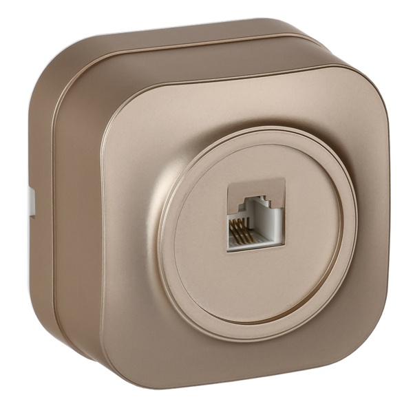 Накладная розетка телефонная ИЭК GLORY RJ11 РТ20-ХШм шампань матовый