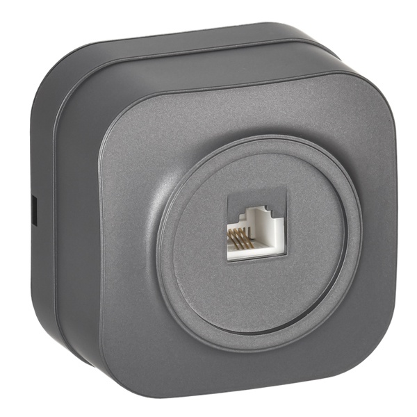 Накладная розетка телефонная ИЭК GLORY RJ11 РТ20-ХСм сталь матовый