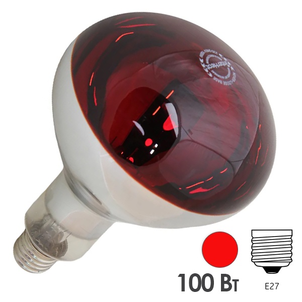 Лампа инфракрасная InterHeat R125 100W E27 Red красное стекло