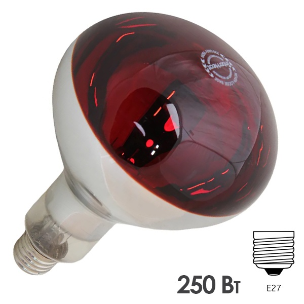 Лампа инфракрасная InterHeat R125 250W E27 Red красное стекло