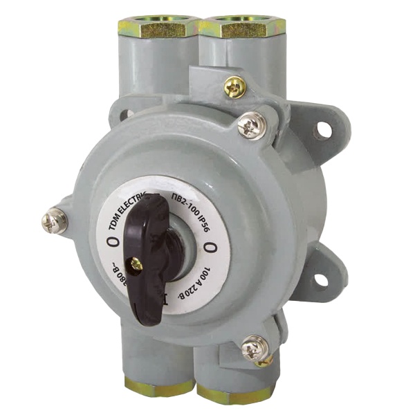 Пакетный выключатель TDM ПВ2-100 2П 100А силуминовый корпус IP56