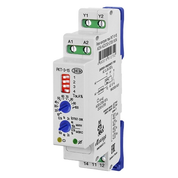 Реле контроля тока Меандр РКТ-3-15 AC5А 0,5-5А AC 1НО/НЗ, питание 50-270В/24В AC/DC УХЛ4