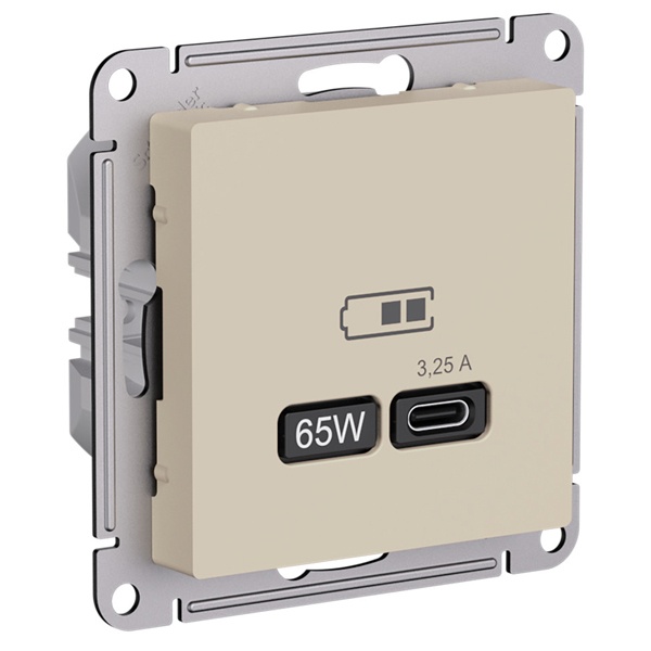 Зарядка USB SE AtlasDesign тип C 65Вт высокоскоростная QC PD, песочный