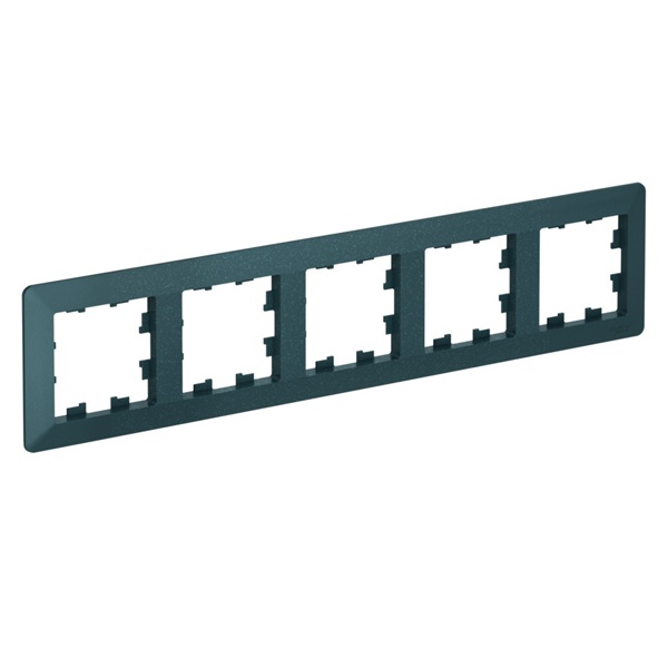 Рамка SE AtlasDesign Air 5 постов, изумруд/дымчатый черный