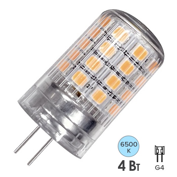 Лампа светодиодная капсула Osram LSPIN 100 4W 6500K 230V G4 450Lm d18x39mm дневной свет