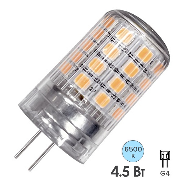 Лампа светодиодная капсула Osram LSPIN 100 4,5W 6500K 170-250V G4 580Lm d18x50mm дневной свет