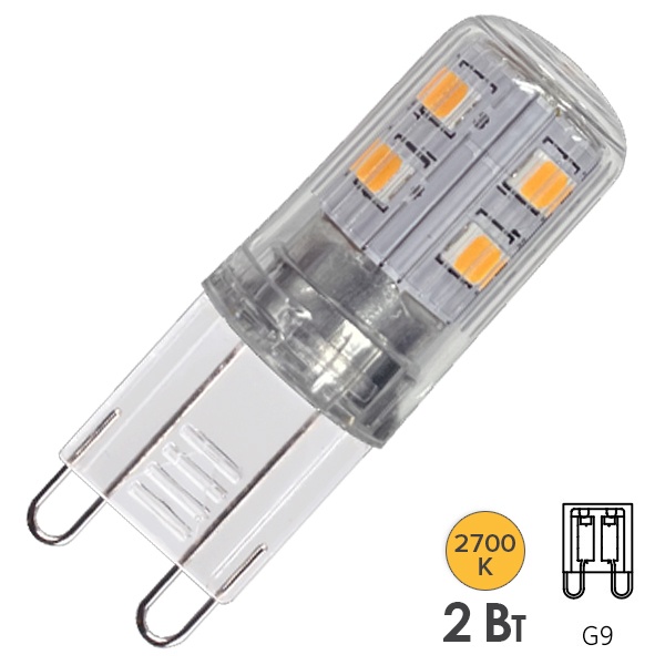 Лампа светодиодная капсула Osram LSPIN 2W/827 2700K 220V G9 200Lm d14x43mm теплый свет