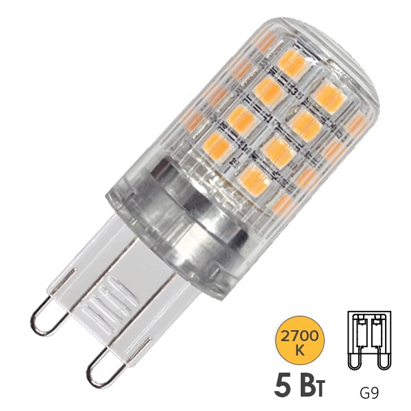 Лампа светодиодная капсула Osram LSPIN 5W/827 2700K 170-250V G9 700Lm d18x60mm теплый свет