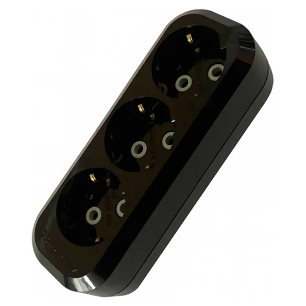 Колодка электрическая Makel на 3 розетки 16А с заземлением черная