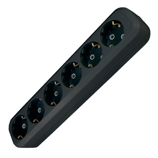 Колодка TDM розеточная 6 гнезд 2П+З 16А 250В черная