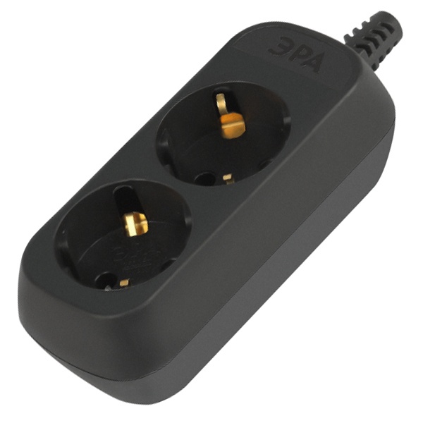 Колодка ЭРА KX-2e-B 2 розетки с заземлением черная